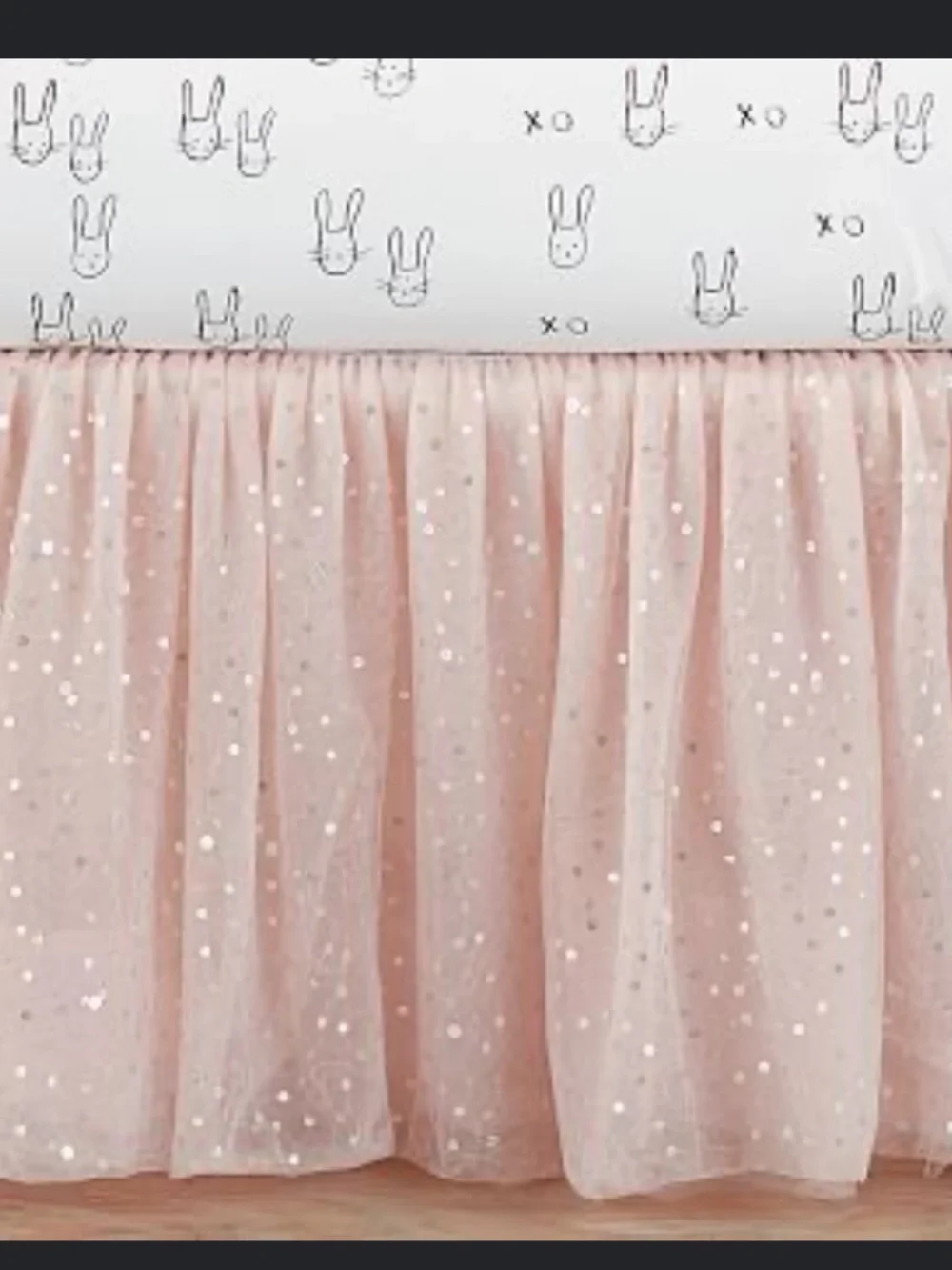 Sparkle Tulle Crib Skirt in Blush Pink